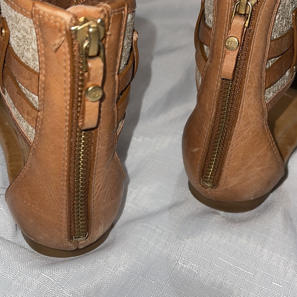Gentle Used UGG ankle sandal size 8.5 zipper in back. Some wear on right toe. - Picture 5 of 7